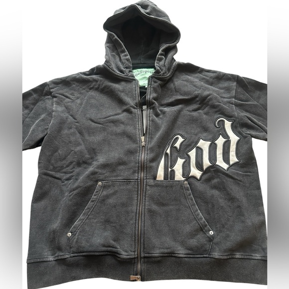 NWT Authentic Godspeed OH Logo V2 Zip Up Hoodie- Black Washed - Picture 3 of 6